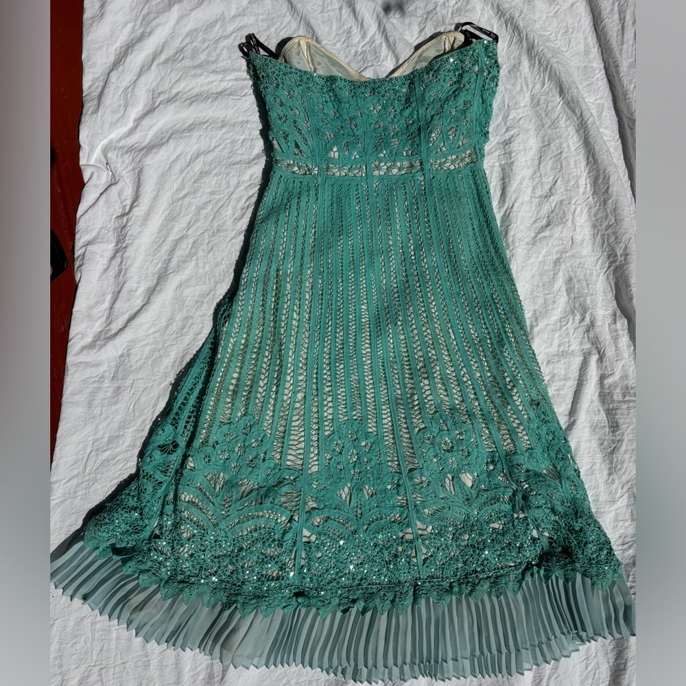 Betsey Johnson Turquoise Lace High Low Dress - Picture 5 of 5